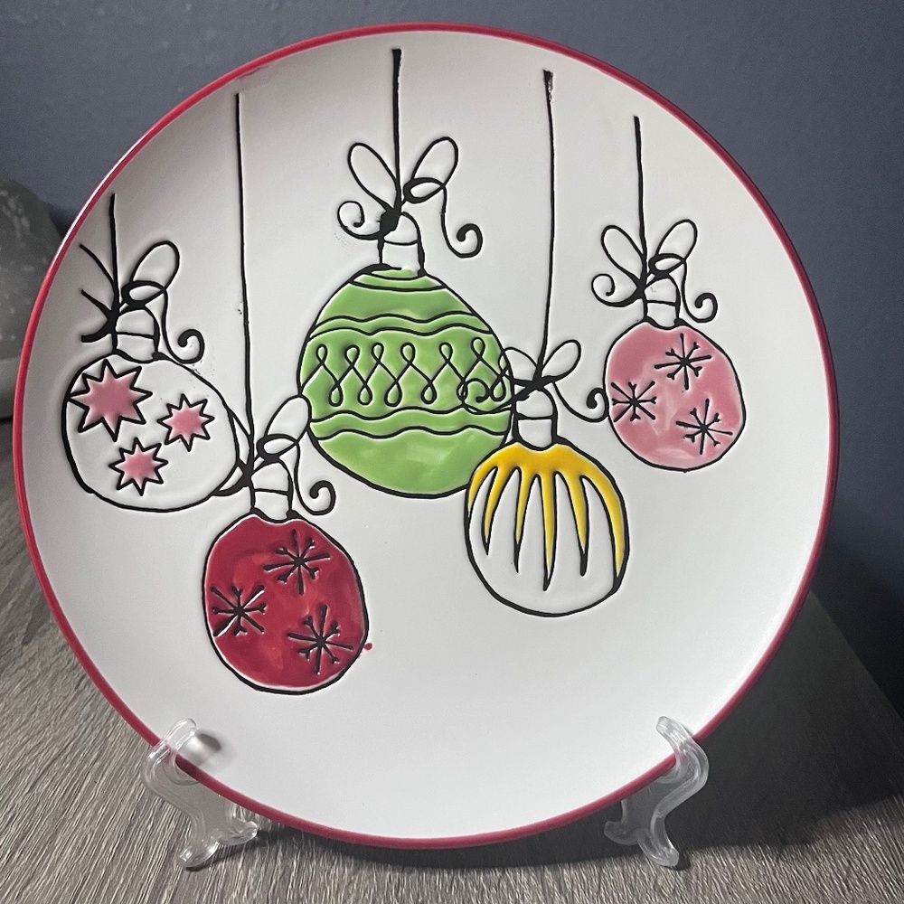 Spectrum Designz Ornament Decorative 8in‎ Plate 2018 W/ Easel Christmas Decor